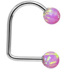 Load image into Gallery viewer, 14k White Gold Fuchsia 5mm Synthetic Opal Lippy Loop 14G 3/8