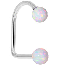 Load image into Gallery viewer, 14k White Gold White 5mm Synthetic Opal Lippy Loop 14G 3/8