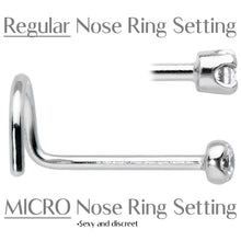 Load image into Gallery viewer, 14k Solid White Gold Genuine 1.5mm Diamond Micro Nose Ring