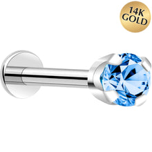 Load image into Gallery viewer, 14k White Gold Flat Back Earring with 3mm Cubic Zirconia Handmade