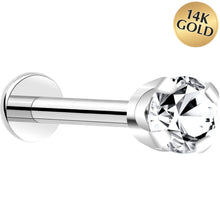 Load image into Gallery viewer, 14k White Gold Flat Back Earring with 3mm Cubic Zirconia Handmade