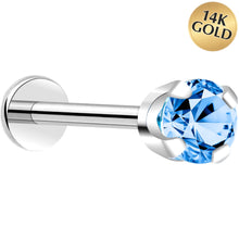 Load image into Gallery viewer, 14k White Gold Flat Back Earring with 3mm Cubic Zirconia Handmade