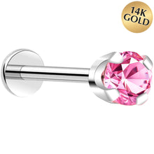 Load image into Gallery viewer, 14k White Gold Flat Back Earring with 3mm Cubic Zirconia Handmade