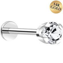 Load image into Gallery viewer, 14k White Gold Flat Back Earring with 3mm Cubic Zirconia Handmade