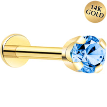Load image into Gallery viewer, 14k Yellow Gold Flat Back Earring with 3mm Cubic Zirconia Handmade