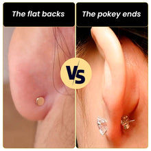 Load image into Gallery viewer, 14k Yellow Gold Flat Back Earring with 3mm Cubic Zirconia Handmade