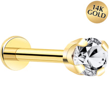 Load image into Gallery viewer, 14k Yellow Gold Flat Back Earring with 3mm Cubic Zirconia Handmade