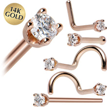将图片加载到图库查看器,14k Rose Gold 2mm Lab Grown Diamond Nose Ring