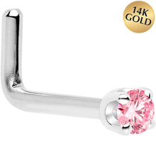 Load image into Gallery viewer, 14k White Gold 2mm Lab Grown Pink Diamond Nose Ring