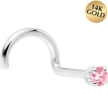 Load image into Gallery viewer, 14k White Gold 2mm Lab Grown Pink Diamond Nose Ring