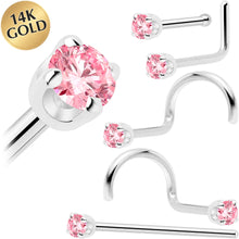 Load image into Gallery viewer, 14k White Gold 2mm Lab Grown Pink Diamond Nose Ring