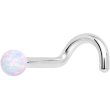 Load image into Gallery viewer, 14k White Gold 2.5mm Synthetic Opal Ball Nose Ring