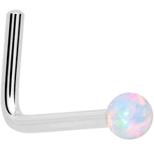 Load image into Gallery viewer, 14k White Gold 2.5mm Synthetic Opal Ball Nose Ring