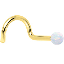 Load image into Gallery viewer, 14k Yellow Gold 2.5mm Synthetic Opal Ball Nose Ring