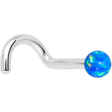 Load image into Gallery viewer, 14k White Gold 2.5mm Blue Synthetic Opal Ball Nose Ring