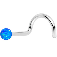 Load image into Gallery viewer, 14k White Gold 2.5mm Blue Synthetic Opal Ball Nose Ring