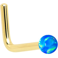 Load image into Gallery viewer, 14k Yellow Gold 2.5mm Blue Synthetic Opal Ball Nose Ring