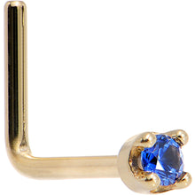 Load image into Gallery viewer, Solid 14K Yellow Gold 1.5mm Genuine Blue Sapphire Nose Stud Ring