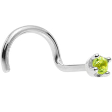 Load image into Gallery viewer, Solid 14K White Gold 1.5mm Genuine Peridot Nose Ring