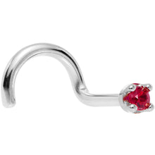 Load image into Gallery viewer, Solid 18K White Gold 1.5mm Diamond Cut Genuine Ruby Nose Ring
