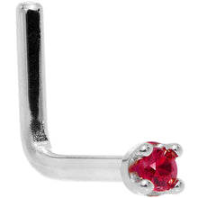 Load image into Gallery viewer, Solid 18K White Gold 1.5mm Diamond Cut Genuine Ruby Nose Ring
