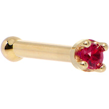 Load image into Gallery viewer, Solid 14K Yellow Gold 1.5mm Diamond Cut Genuine Ruby Nose Ring