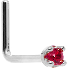将图片加载到图库查看器,Solid 14K White Gold 1.5mm Diamond Cut Genuine Ruby Nose Ring