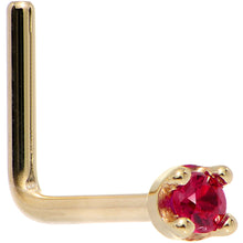 Load image into Gallery viewer, Solid 14K Yellow Gold 1.5mm Diamond Cut Genuine Ruby Nose Ring