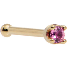Load image into Gallery viewer, Solid 14K Yellow Gold 1.5mm Genuine Pink Sapphire Nose Ring