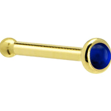 将图片加载到图库查看器,Solid 14K Yellow Gold 2mm Genuine Sapphire Nose Ring