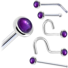 将图片加载到图库查看器,Solid 14K White Gold 2mm Genuine Amethyst Nose Ring