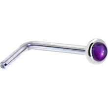 将图片加载到图库查看器,Solid 14K White Gold 2mm Genuine Amethyst Nose Ring
