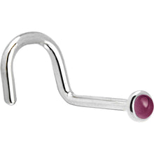 将图片加载到图库查看器,Solid 14K White Gold 2mm Genuine Raspberry Rhodolite Garnet Nose Ring