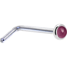 将图片加载到图库查看器,Solid 14K White Gold 2mm Genuine Raspberry Rhodolite Garnet Nose Ring