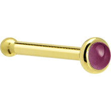 将图片加载到图库查看器,Solid 14K Yellow Gold 2mm Genuine Raspberry Rhodolite Garnet Nose Ring