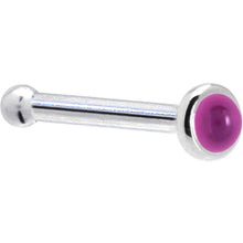 将图片加载到图库查看器,Solid 14K White Gold 2mm Genuine Pink Garnet Nose Ring