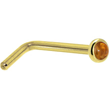Load image into Gallery viewer, Solid 14K Yellow Gold 2mm Genuine Citrine Saffron Nose Ring