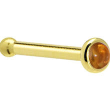 Load image into Gallery viewer, Solid 14K Yellow Gold 2mm Genuine Citrine Saffron Nose Ring