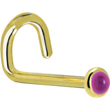 将图片加载到图库查看器,Solid 14K Yellow Gold 2mm Genuine Pink Garnet Nose Ring