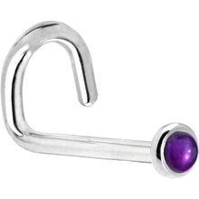 将图片加载到图库查看器,Solid 14K White Gold 2mm Genuine Amethyst Nose Ring