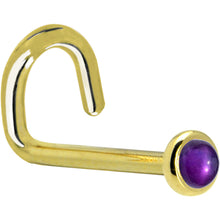 Load image into Gallery viewer, Solid 14K Yellow Gold 2mm Genuine Amethyst Nose Ring