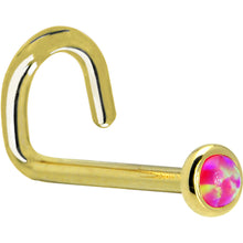 将图片加载到图库查看器,Solid 14K Yellow Gold 2mm Brilliant Pink Synthetic Opal Nose Ring
