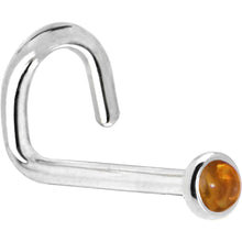 Load image into Gallery viewer, Solid 14K White Gold 2mm Genuine Citrine Saffron Nose Ring
