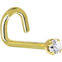Load image into Gallery viewer, Solid 14K Yellow Gold 2mm Clear Cubic Zirconia Nose Ring
