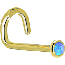 将图片加载到图库查看器,Solid 14K Yellow Gold 2mm Blue Synthetic Opal Nose Ring