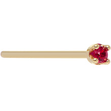 Load image into Gallery viewer, Solid 14K Yellow Gold 1.5mm Diamond Cut Genuine Ruby Nose Ring