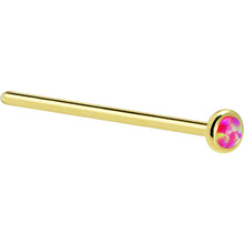 将图片加载到图库查看器,Solid 14K Yellow Gold 2mm Brilliant Pink Synthetic Opal Nose Ring