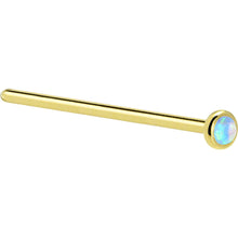 Load image into Gallery viewer, Solid 14K Yellow Gold 2mm Light Blue Synthetic Opal Nose Ring