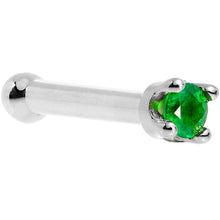 Load image into Gallery viewer, Solid 14K White Gold 1.5mm Genuine Emerald Nose Ring
