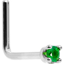 Load image into Gallery viewer, Solid 14K White Gold 1.5mm Genuine Emerald Nose Ring